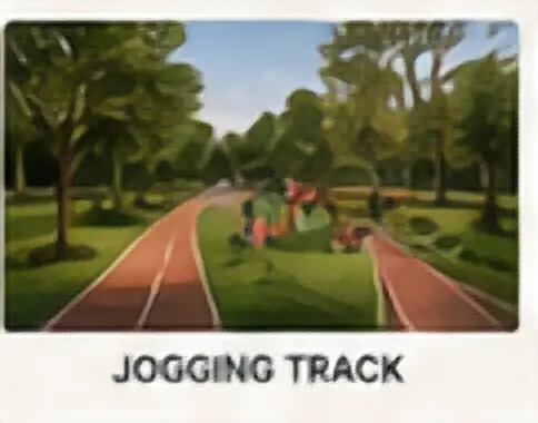 Urban Oasis landscaped jogging track 3D amenity view